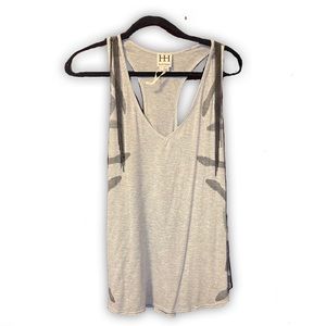 Haute Hippie Grey Tank Top w/ Fridges - Size Large
